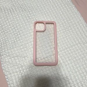 Clear iPhone 13 case with pink bumper